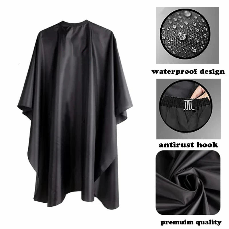 Plussign Professional Black Hair Cutting Cape With Adjustable Snap Waterproof Cape Barber Non-Stick Hair 140Cm*160Cm Big Size