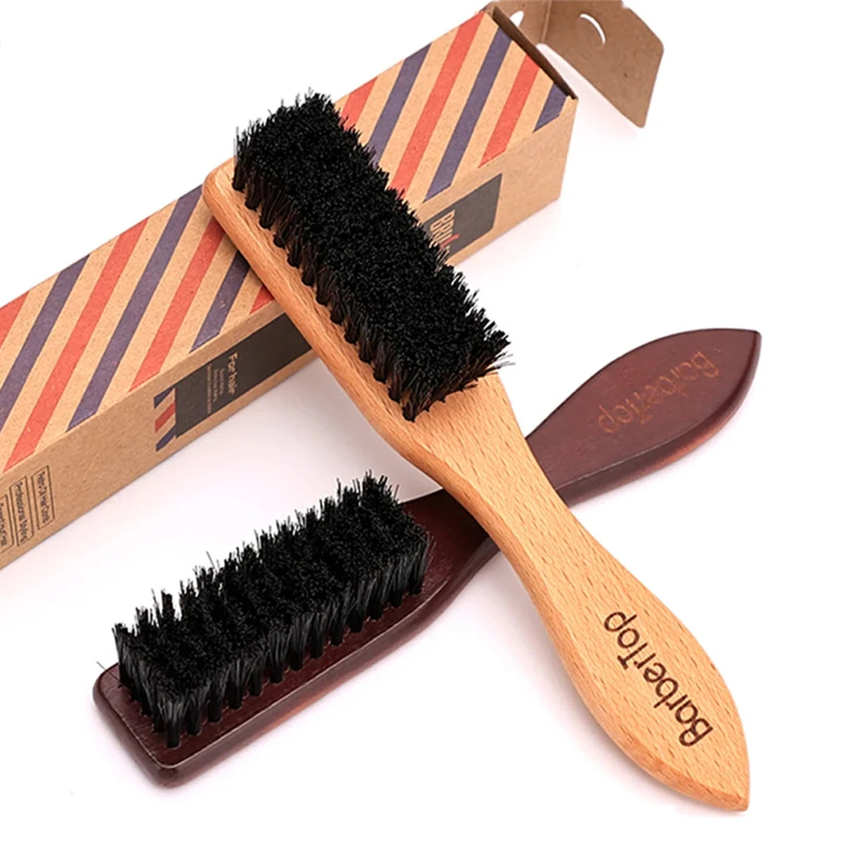 Barbershop Wooden Handle Boar Bristle Beard Brush Soft Hair Cleaning Brush Broken Hair Remove Comb Salon Men Beard Shaving Tools