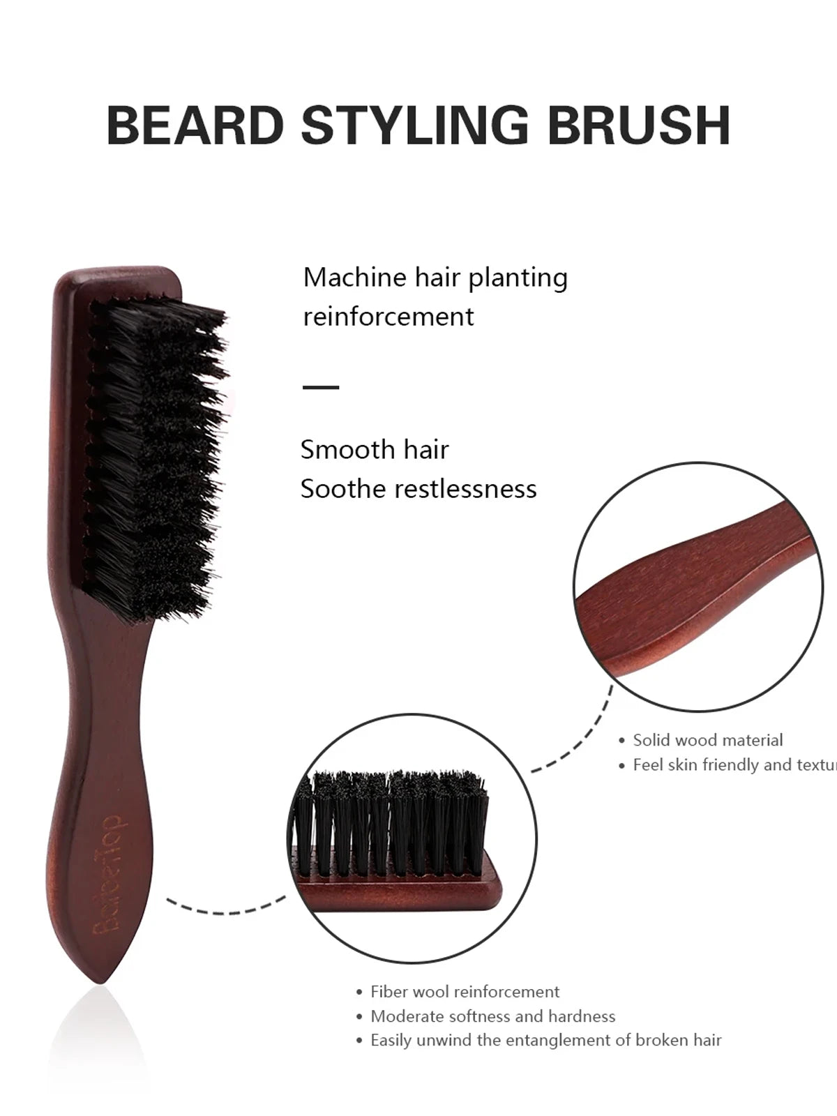 Barbershop Wooden Handle Boar Bristle Beard Brush Soft Hair Cleaning Brush Broken Hair Remove Comb Salon Men Beard Shaving Tools