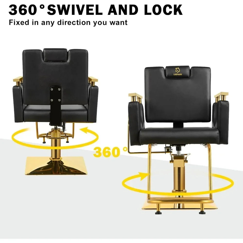 Barber Hair Salon Chair Hydraulic Rolling Swivel, Reclining Barber Chairs 360 Degree Swivel for Barbershop Hair Salon Spa